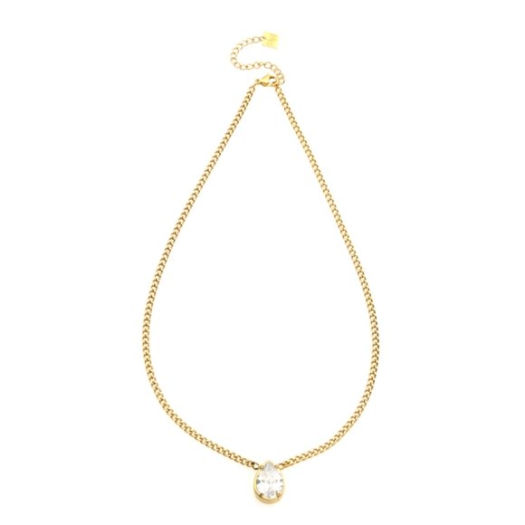 TWYLA Gold Necklace with Chunky Tear Drop Crystal Pendant - Picture 7 of 8